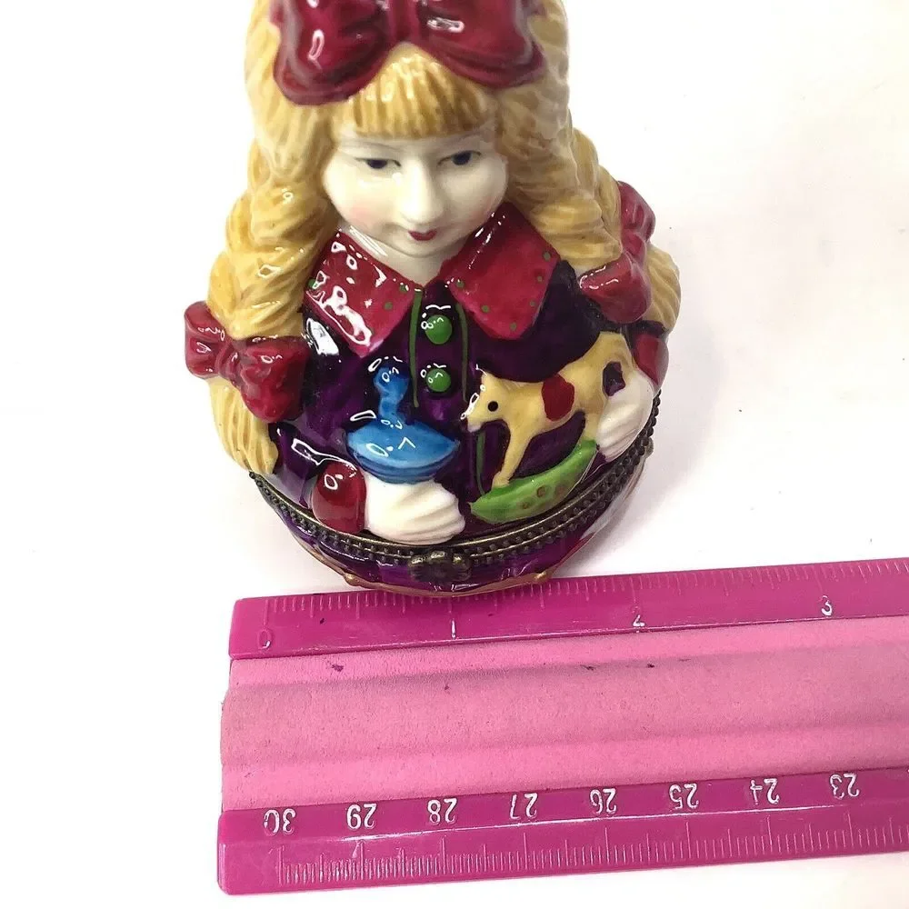 Villeroy‎ & Boch Germany Porcelain Trinket Box Girl Braids 1748 Collectible Vtg